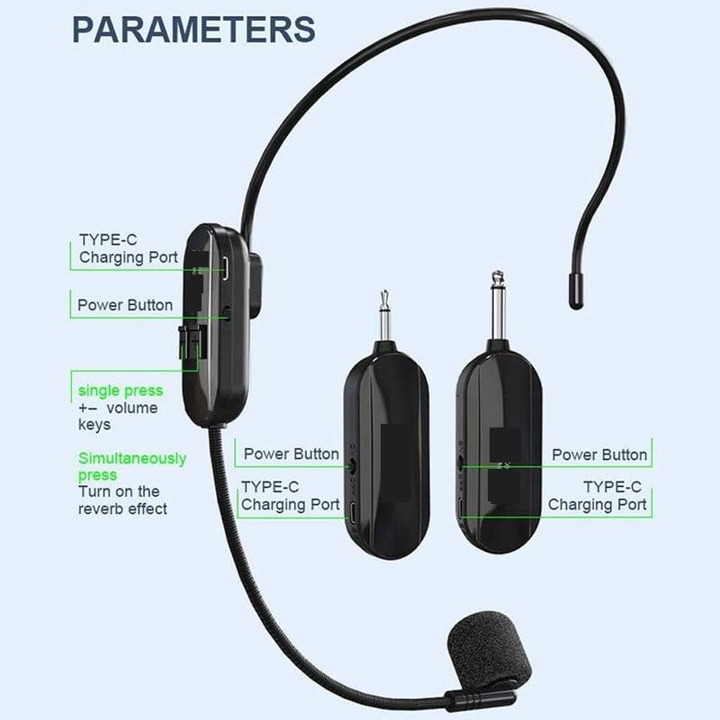 2.4G Professional Wireless Headset Microphone for Voice Amplifier Speaker Teaching Meeting ,Crystal-Clear Sound