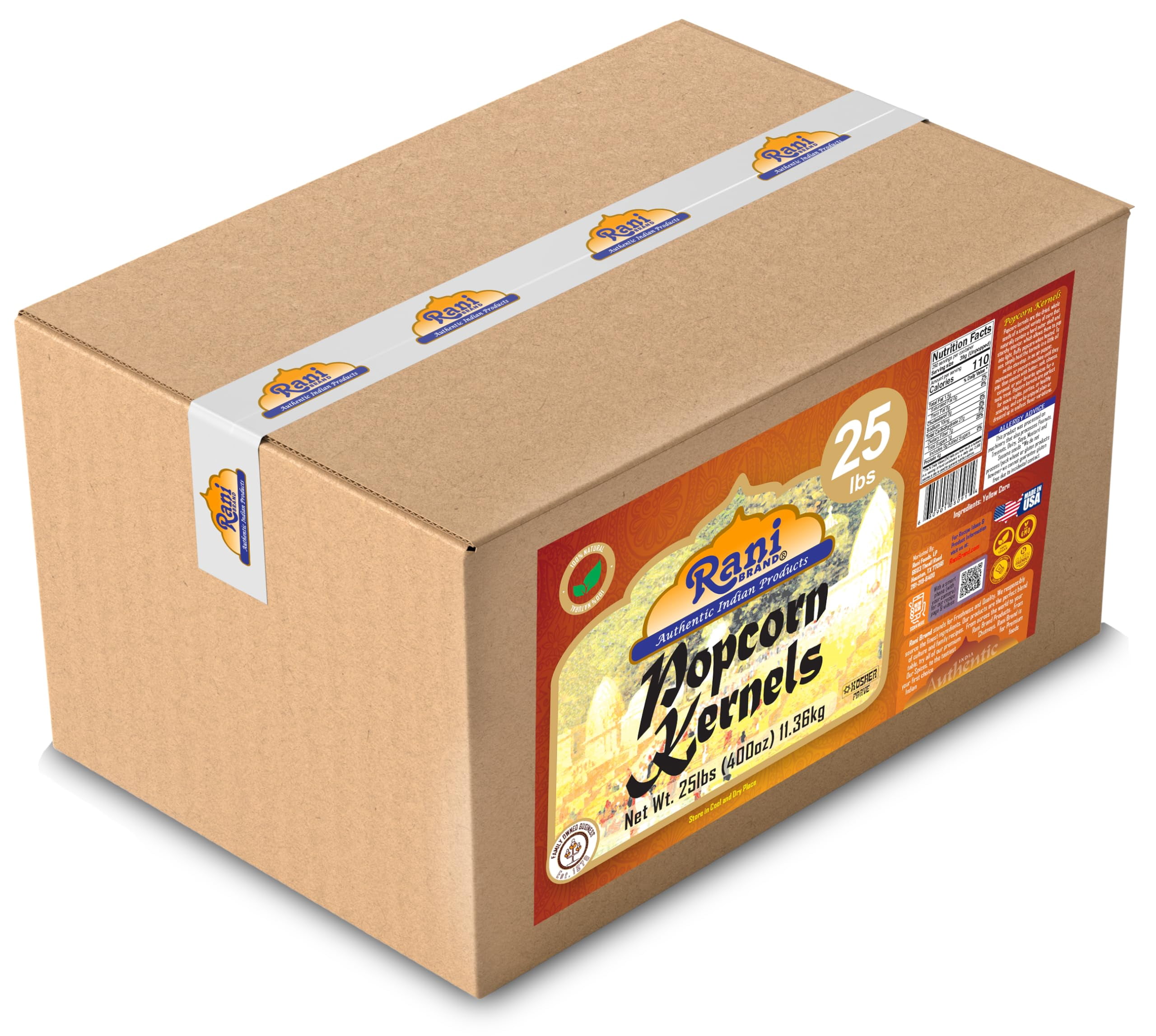 Rani Popcorn Kernels 400oz (25lbs) 11.36kg Bulk, Perfect for Stovetop, Microwave & Popcorn Machines ~ All Natural | Gluten Friendly | Vegan | NON-GMO | Kosher