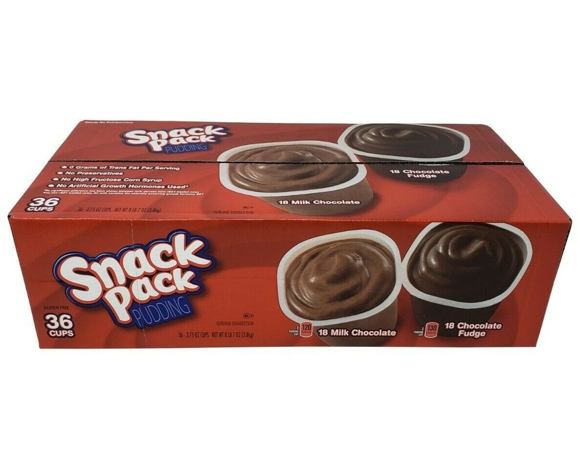 Snack Pack Pudding Milk Chocolate & Chocolate Fudge Net 8LB 7OZ 36
