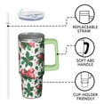 thumbnail image 3 of 30oz Christmas Tree Tumbler with Lid and Straw, Stainless Steel Cup with Handle Red Bowknot Travel Mug, Holiday Presents, 3 of 5