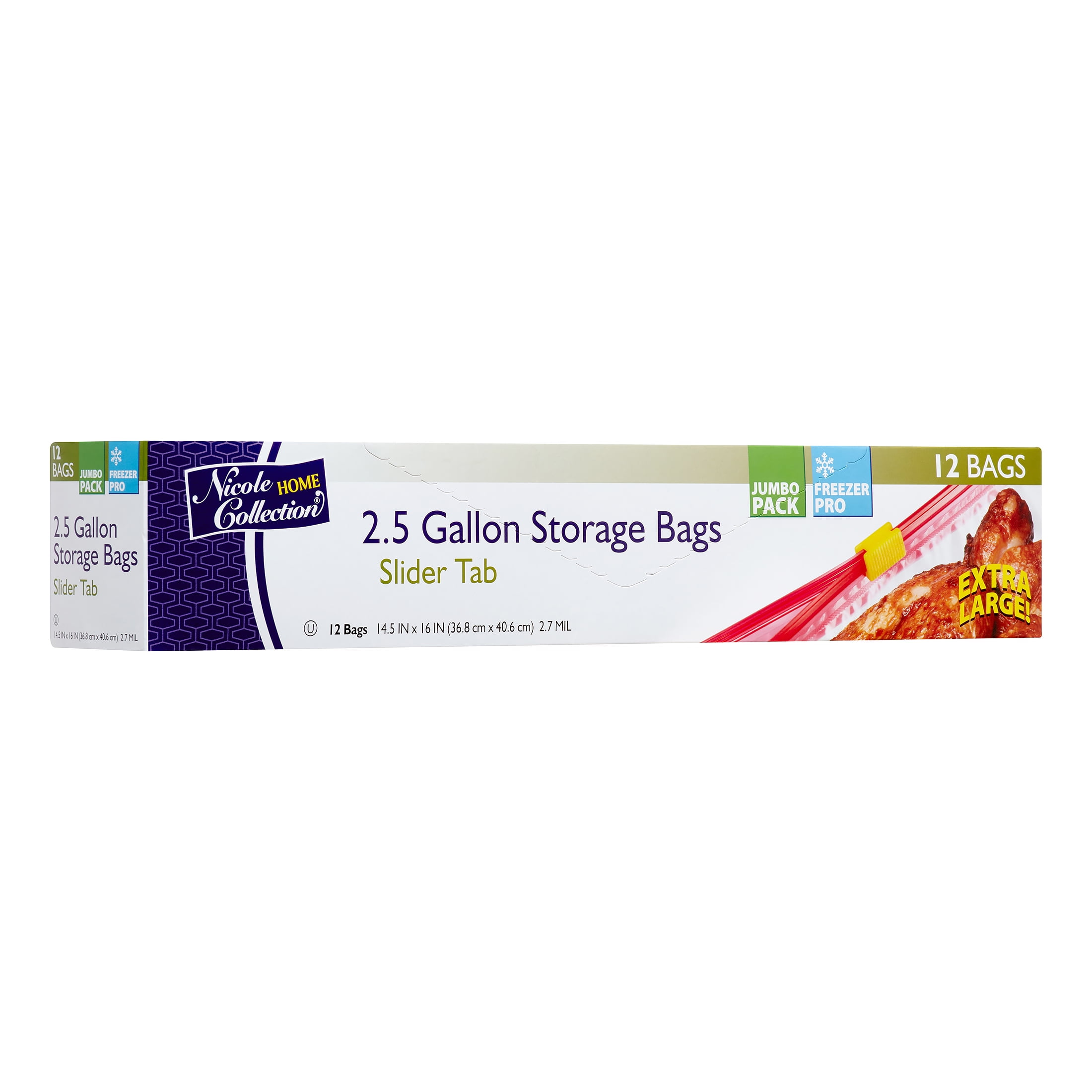 Nicole Home Collection Gallon Size Freezer Storage Bags with Slide