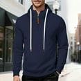 thumbnail image 5 of Mens Quarter Zip Pullover Hoodies Fleece Big And Tall Hooded Sweatshirt Fall Lightweight Comfy Streetwear With Pocket, 5 of 9
