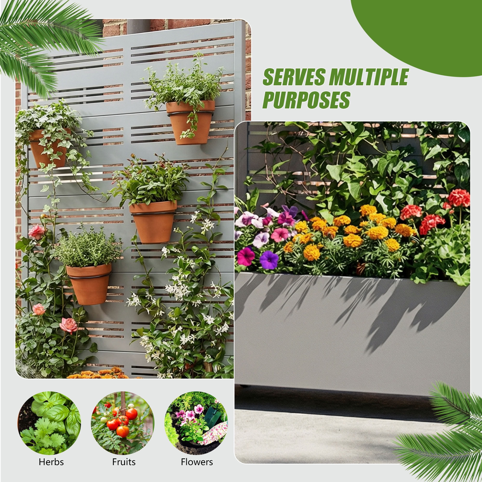 MAYEERTY 72*35in Outdoor Metal Planter Box, Durable Raised Garden Planter, Decorative Patio Planter Box for Balcony, Garden, Backyard