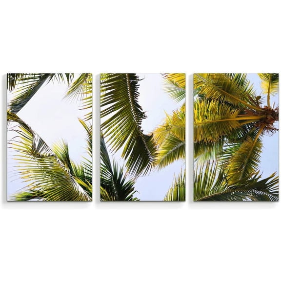 Idea4wall 3 Piece Tropical Canvas Wall Art Palm Tree Canvas Prints Modern Home Wall Decor, 24"x36"