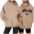thumbnail image 2 of New York Hoodies for Women 2025 Fall Winter Long Sleeve Casual Graphic Hooded Sweatshirt with Pockets Pullover Tops, 2 of 7