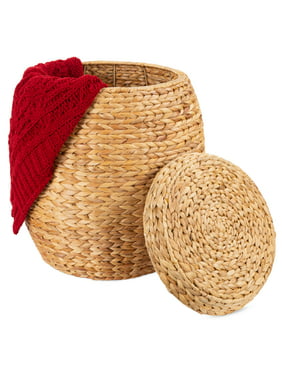 Best Choice Products Vintage Multipurpose Hyacinth Storage Organizer Tote Basket w/ Lid - Natural