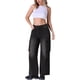 thumbnail image 2 of Pantalones de mezclilla anchos de mujer de carga de cintura alta casuales con bolsillos L negros, 2 of 5