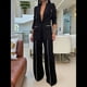 thumbnail image 4 of Conjunto de Traje Elegante de Dos Piezas para Mujer, Chaqueta Informal de Negocios de Gran Tamaño, Pantalones de Trabajo de Pierna , para Otoño y . Negro L, 4 of 10