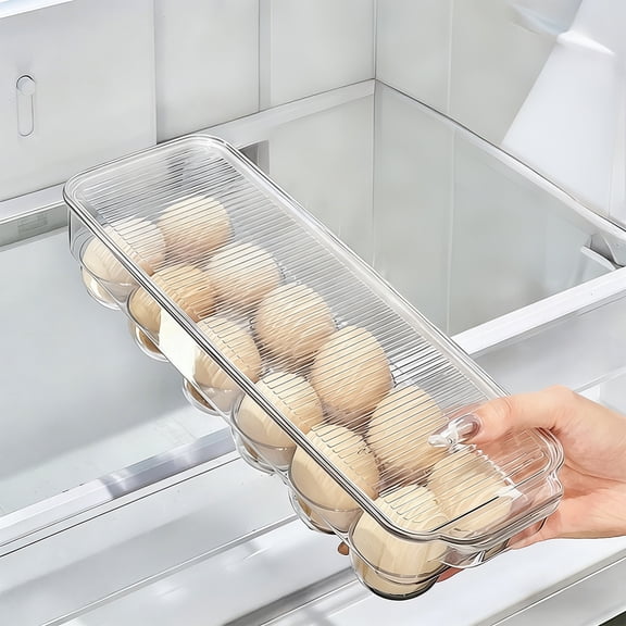 12 Cavity Egg Organizer With Removable Lid,Fridge-Safe Stackable Container Plastic Egg Storage Box,Transparent Plastic Egg Holder With Clear View,Eggs Tray For Kitchen or Pantry Organizer