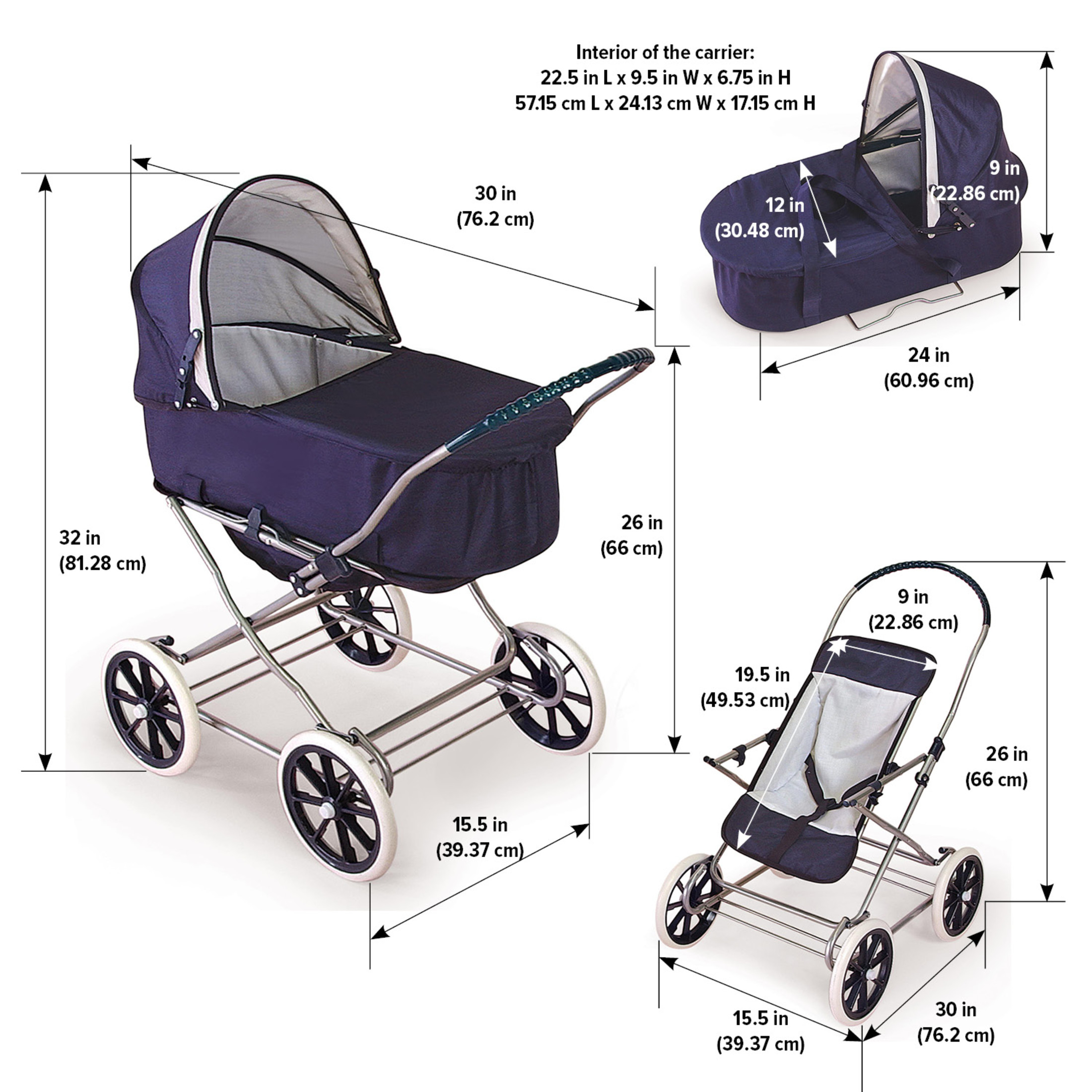Badger Basket Just Like Mommy 3-in-1 Doll Pram Stroller photo 6