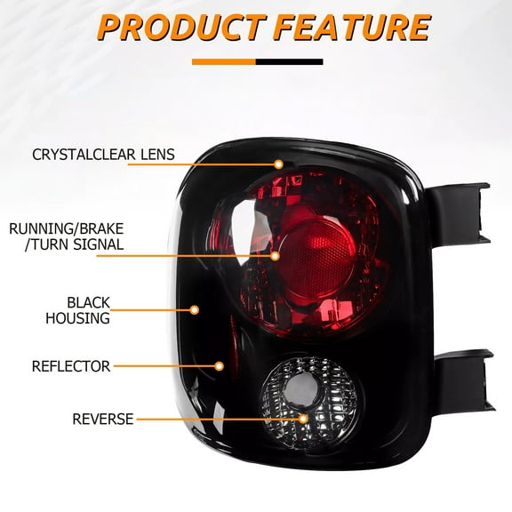 For Chevy Silverado Sierra Stepside 1999-2004 Tail Lights Lamps Black Smoked Set
