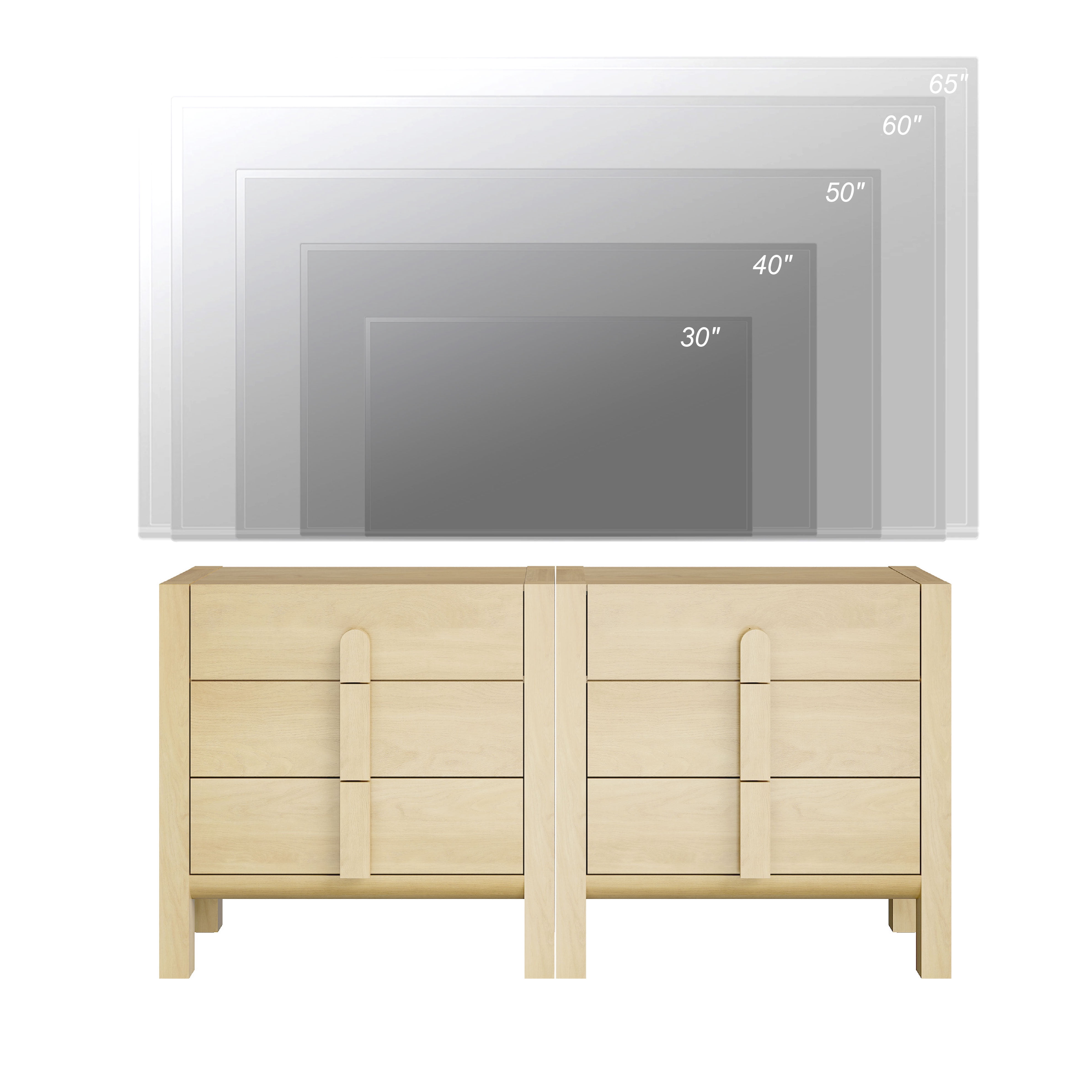 3 Drawer Dresser for Bedroom Set of 2, Mid-Century Modern Chest of Drawers, Wood Storage 6 Drawer Dresser Organizer for Bedroom Living Room Hallway Closet