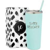 SassyCups Stainless Steel Engraved Super Teacher Tumbler, Gifts For Teacher, Mint,22 oz
