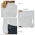 thumbnail image 4 of Blusa de manga larga NikouMX con volantes fruncidos y Cuello alto para mujer, 4 of 5
