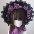 thumbnail image 4 of Slccxzc Women Victorian Bonnets Lace Party Sun Hat Gothic Style Lolita Exhibition Hair Accessories Flat Hat for Women, 4 of 7