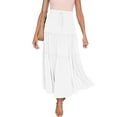thumbnail image 1 of MAWCLOS Women Midi Skirt High Waist Skirts Swing Drawstring Bohemian Ruffle White L, 1 of 4