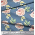 thumbnail image 3 of Soimoi Blue Cotton Duck Fabric Flower & Leaves Watercolor Printed Craft Fabric by the Yard 42 Inch Wide, 3 of 3