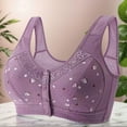 thumbnail image 5 of Yokua Wide Strap Floral Bra for Elderly Women Front Closure Full Coverage Brassiere, 5 of 16