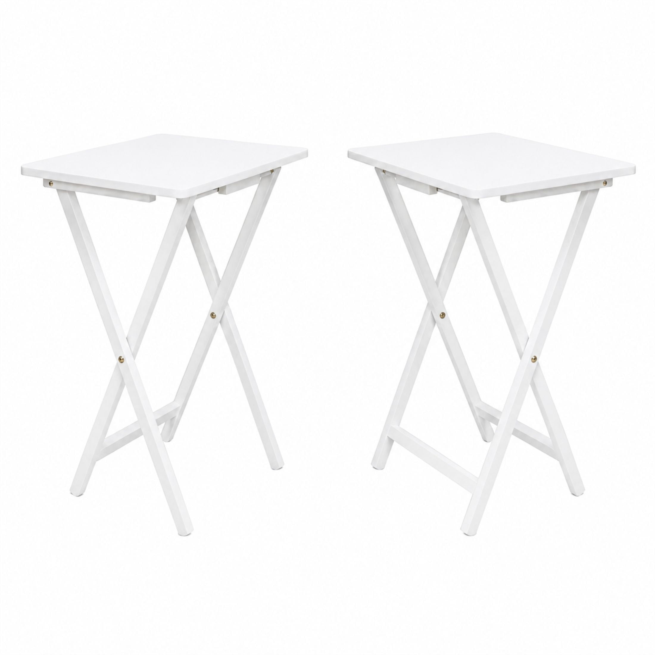 (4 pack) Mainstays Solid Rubberwood Folding TV Tray Tables, Set of 2, White