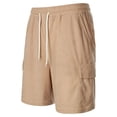 thumbnail image 5 of Men's 7" Corduroy Cargo Shorts Casual Lightweight Shorts with 5 Pockets, Drawstring Waist Relaxed Fit for Summer Beach Brown XL, 5 of 7