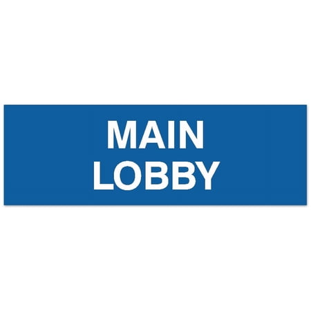 Signs ByLITA Basic Main Lobby Sign - Laser-Engraved Lettering | Durable ABS Plastic | Vibrant Colors | Powerful Foam Tape (Blue) - Medium