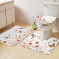 thumbnail image 4 of Rustic Flower Bathroom Rugs Set Watercolor Butterfly Plant Non Slip Absorbent Soft Bath Mats 3 Piece Set with Bathroom Rug, U-Shaped Floor Mat, Toilet Seat Cover Small Size, 4 of 9