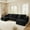 Black + Polyester + 4 Seat + Polyester, variant on SOULART 132" Cloud Couch, Black U-Shaped Sectional Sofa for Living Room, Modular sofa with Reversible Chaise, Ultra Soft Striped Corduroy