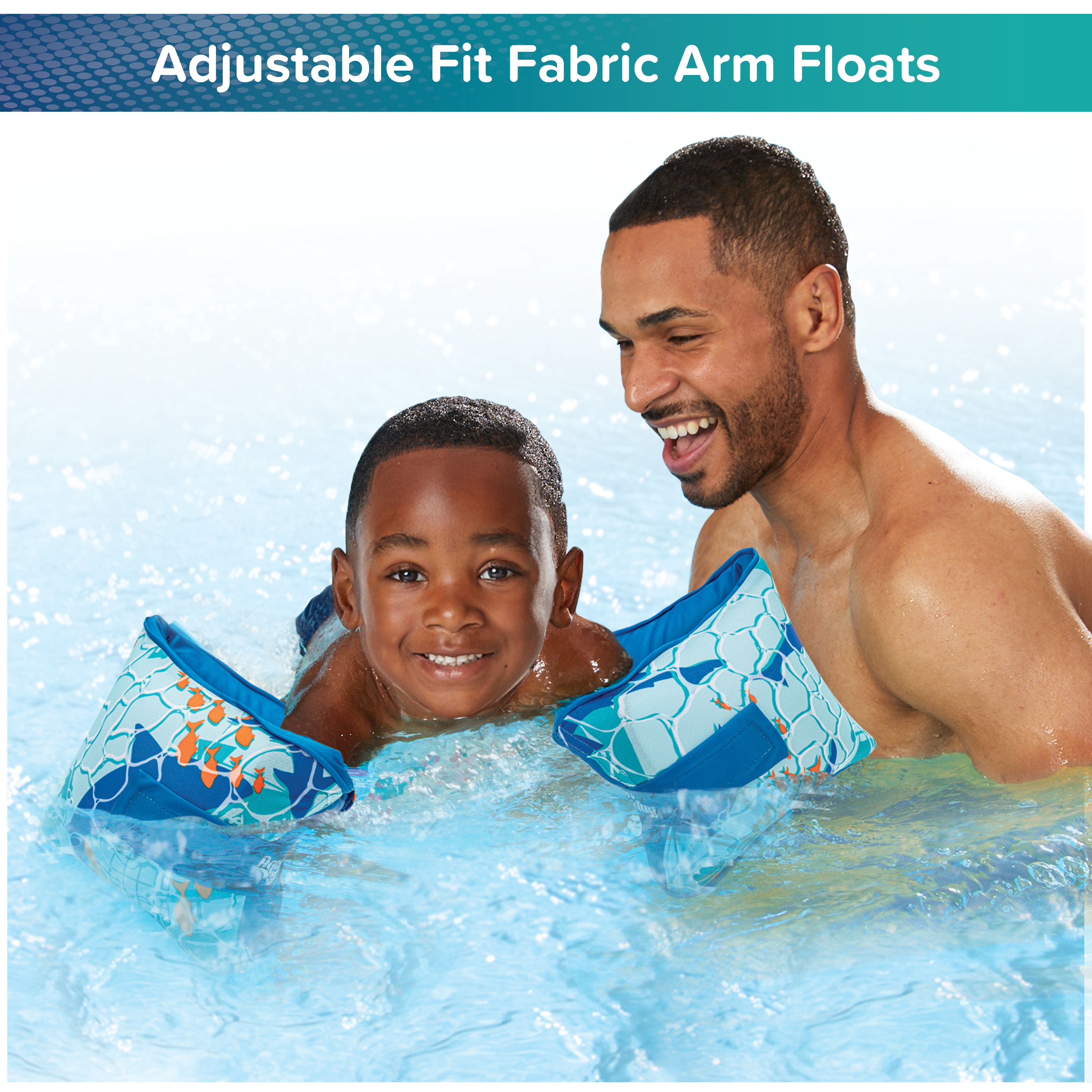 SwimSchool Adjustable Fabric Arm Pool Floats for Children 50-80 lb, Unisex, Blue