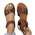 thumbnail image 4 of Fankiway Women's Non Slip Flat Sandals Adjustable Buckle Straps Padded Footbed Open Toe Plus Size Summer Brown 7, 4 of 9