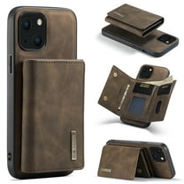 Detachable Wallet Case for iPhone 13 6.1" 2021, Allytech PU Leather Anti-Scratch Shockproof 2 in 1 Kickstand Magnetic Snap Business Style Purse Case with [7 Card Slots] for iPhone 13, Coffee