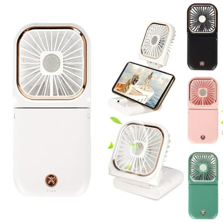 

Fnyko Portable Mini Fan Small Battery Operated Fan 5 in 1 as Power Bank Phone Holder Handheld Fan Desk Fan USB Rechargeable Personal Hand Fans 3000 mAh Power Bank 3 Speed Adjustable Neck lanyard