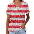 thumbnail image 1 of Suéteres de Algodón para Mujeres Cuello en V Manga Corta Impresión Independiente Día, Casual Verano Fondo Camiseta para el Hogar Y Diario, 1 of 3