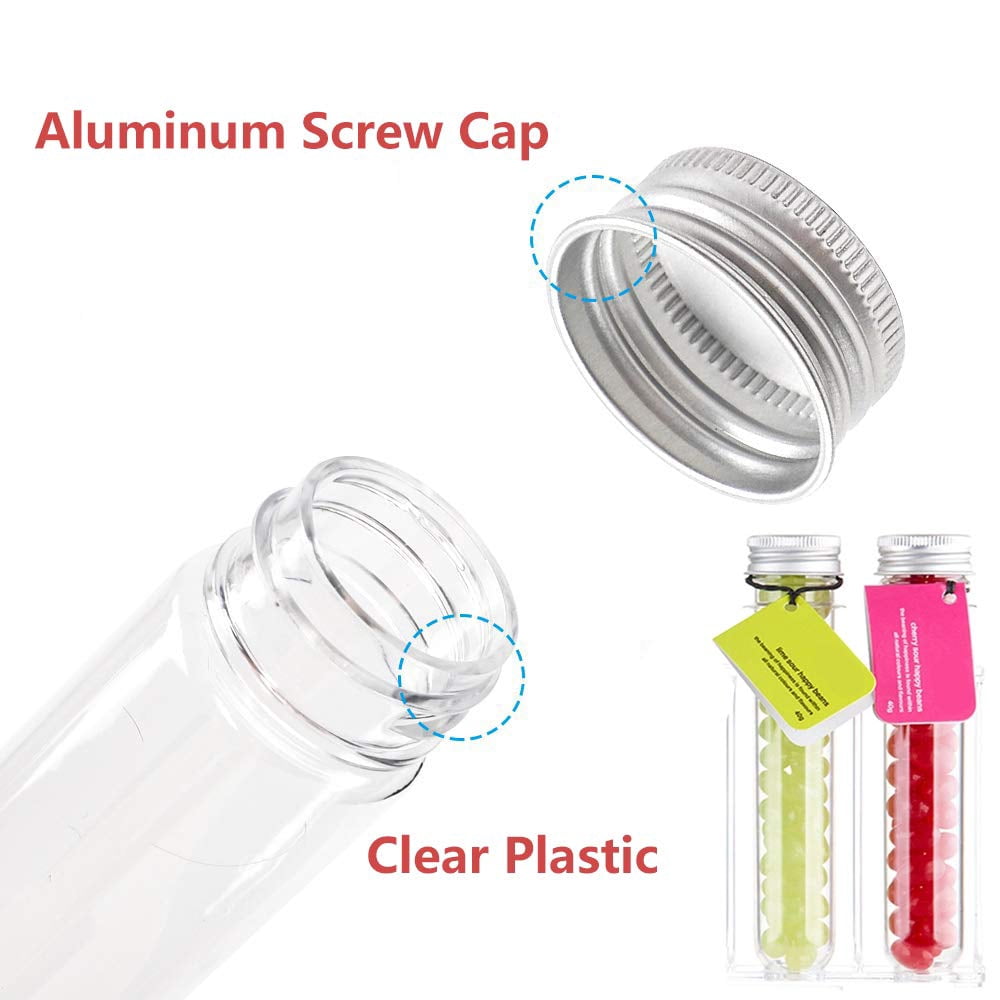 Lot De 100 Tubes à Essai En Plastique Transparent Avec Bouchon - 25 Ml, 16x150 Mm - Pour Expériences, Fêtes, Bricolage - 2