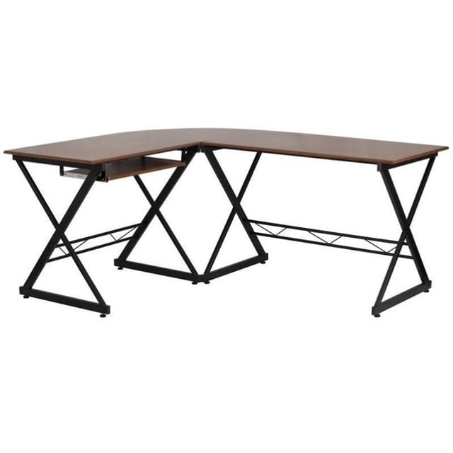 Scranton & Co 87" L-Shape Computer Desk in Brown