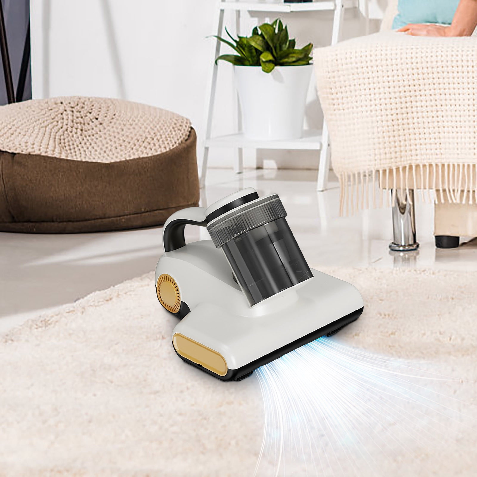 COM1950s Handheld Uv Sanitizer and Vacuum,Wireless Bed Bug Cleaner for Mattress Sofa Carpet,Portable Home Cleaning Tool with Powerful Suction and Stainless Steel Filter