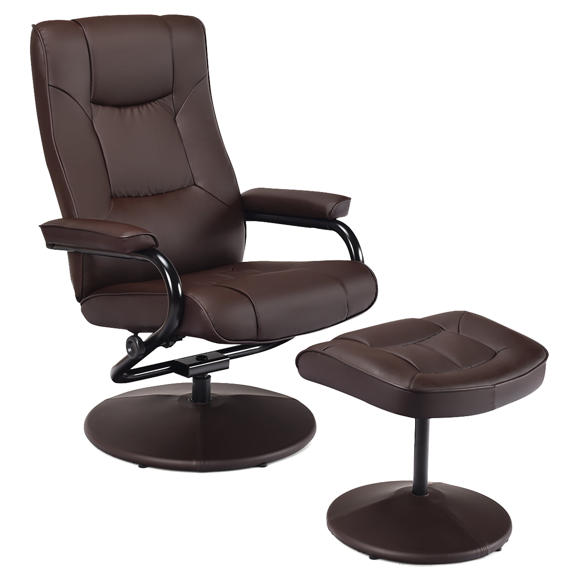 Costway Recliner Chair Swivel Pu, Leather Lounge Chairs Recliners