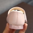 thumbnail image 5 of GiLiling Girls' Mary Jane Flats, Pearl Bow Toe Hook-and-Loop Strap, TPR Non-Slip Sole PU Leather Flats School Parties Weddings Footwear (Pink, 18-24 Months), 5 of 9