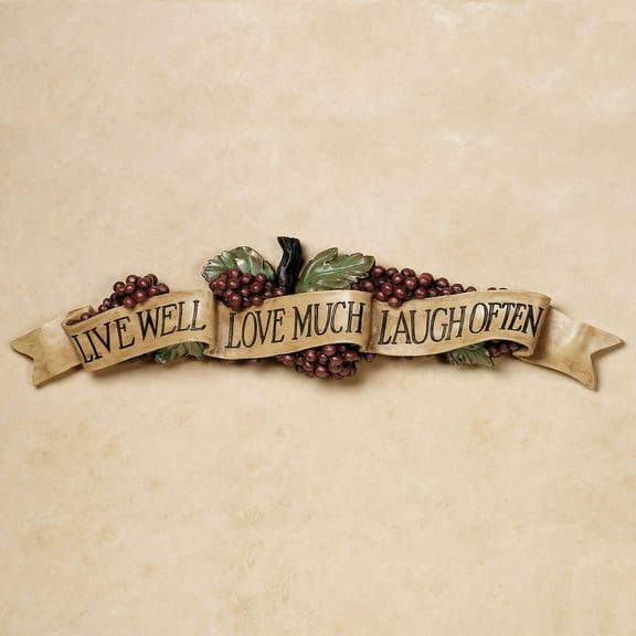 Live Love Laugh Saying with Grapes Wall Accent Multi Color 23 Inches Wide
