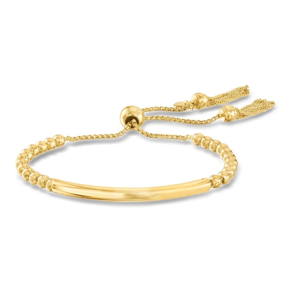 Ross-Simons Italian 18kt Yellow Gold Over Sterling Silver Beaded Bolo Bracelet, Women's, Adult