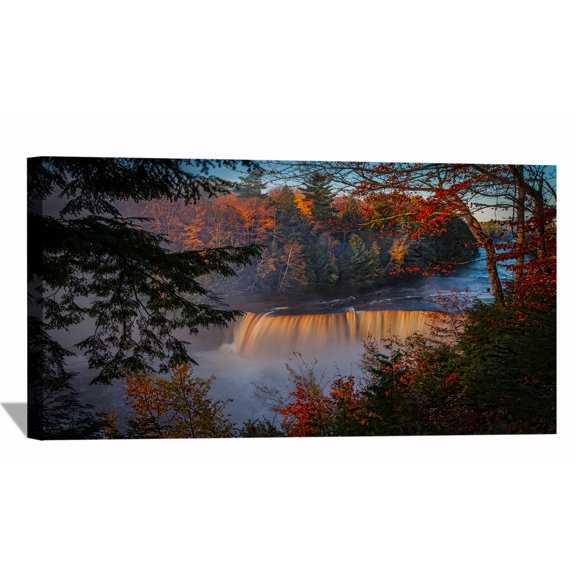 Autumn Waterfall Forest Fall Canvas Wall Art Colorful Autumn Framed Painting For Livingroom Office Bedroom Wall Decor Ready to Hang