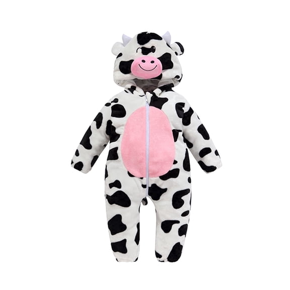 MICHLEY Unisex Baby Flannel Hooded Romper Animal Ears Costume Warm Jumpsuit for Autumn Winter