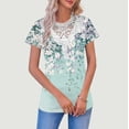 thumbnail image 2 of Otvok Women Fashion Summer Regular Women Short Sleeves V Neck Button Top, 2 of 6