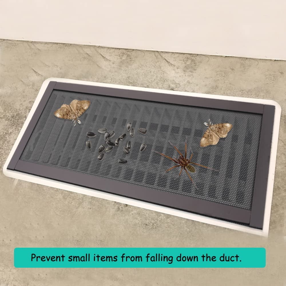 4 Pack Floor Register Screen Vent Mesh - Happon 4x10 inch Plastic Rectangle Air Vent Screen Cover, Magnetic Vent Mesh Cover for Ceiling Wall Floor Catch Debris Hair Dust