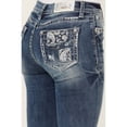 thumbnail image 2 of Grace In La Women's In Medium Wash Paisley Pocket Mid Rise Stretch Denim Jeans Medium Wash 26W x 34L, 2 of 4