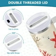 thumbnail image 3 of Yayeee 40oz Double-Wall Insulated Stainless Steel Tumbler with Handle Bottle, Light Red Starfish, 3 of 8
