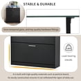 thumbnail image 5 of EUROCO Shoe Rack Slim Entryway Organizer with 2 Flip Drawers,Shoe Storage Cabinet with Drawer and Tempered Glass Top,Free Standing Shoe Rack with LED Light for Hallway, Black, 5 of 7