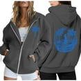 thumbnail image 2 of WEAIXIMIUNG Chandails en Molleton Courts pour Femmes Zip Up Chandail en Molleton pour Femmes Chandails en Molleton Surdimensionnés Col Rond Pull à Manches Longues, 2 of 6