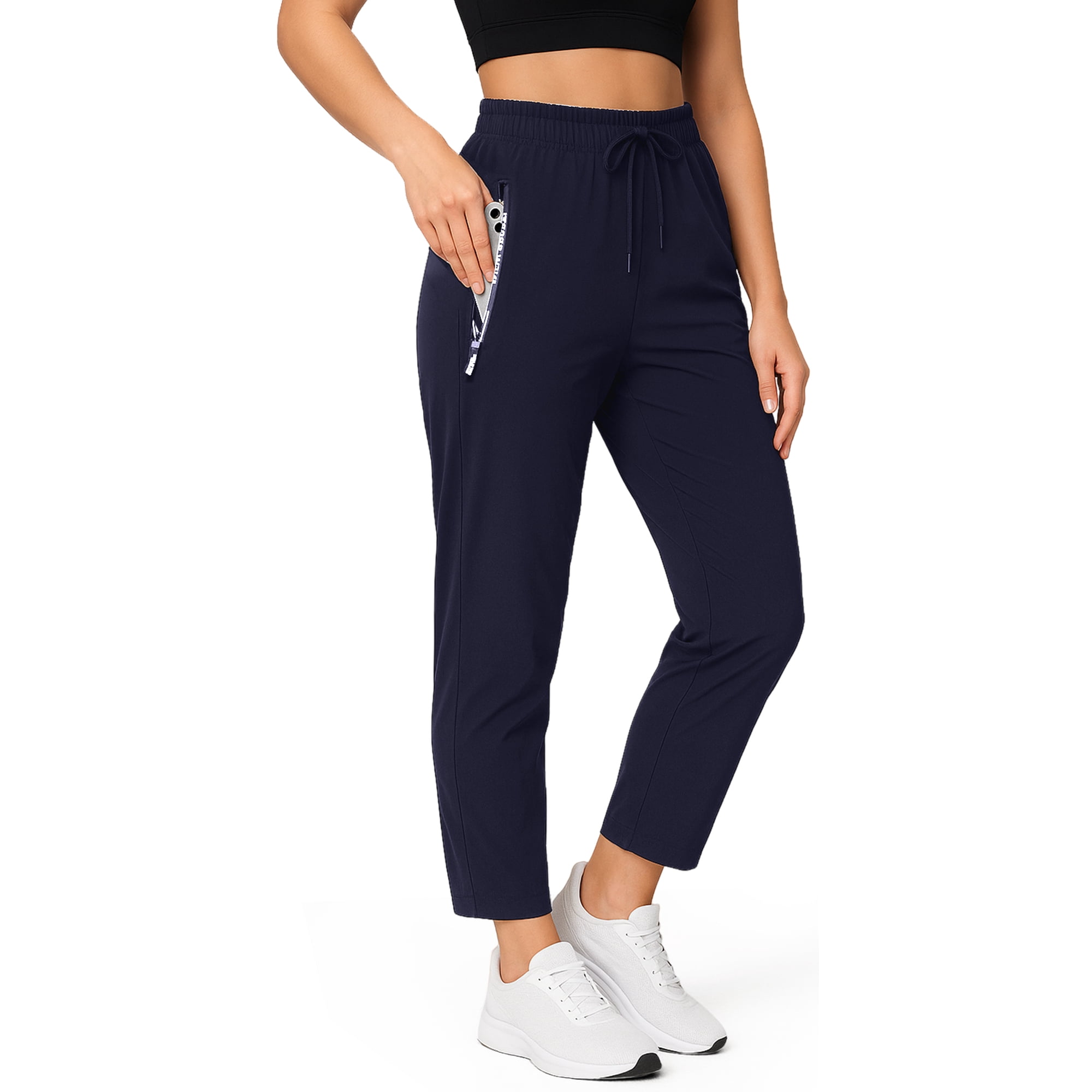 Stretch Active Pants for Women Over 50, Comfy Fit Quick Drying Lightweight Ice Silk Casual Pants