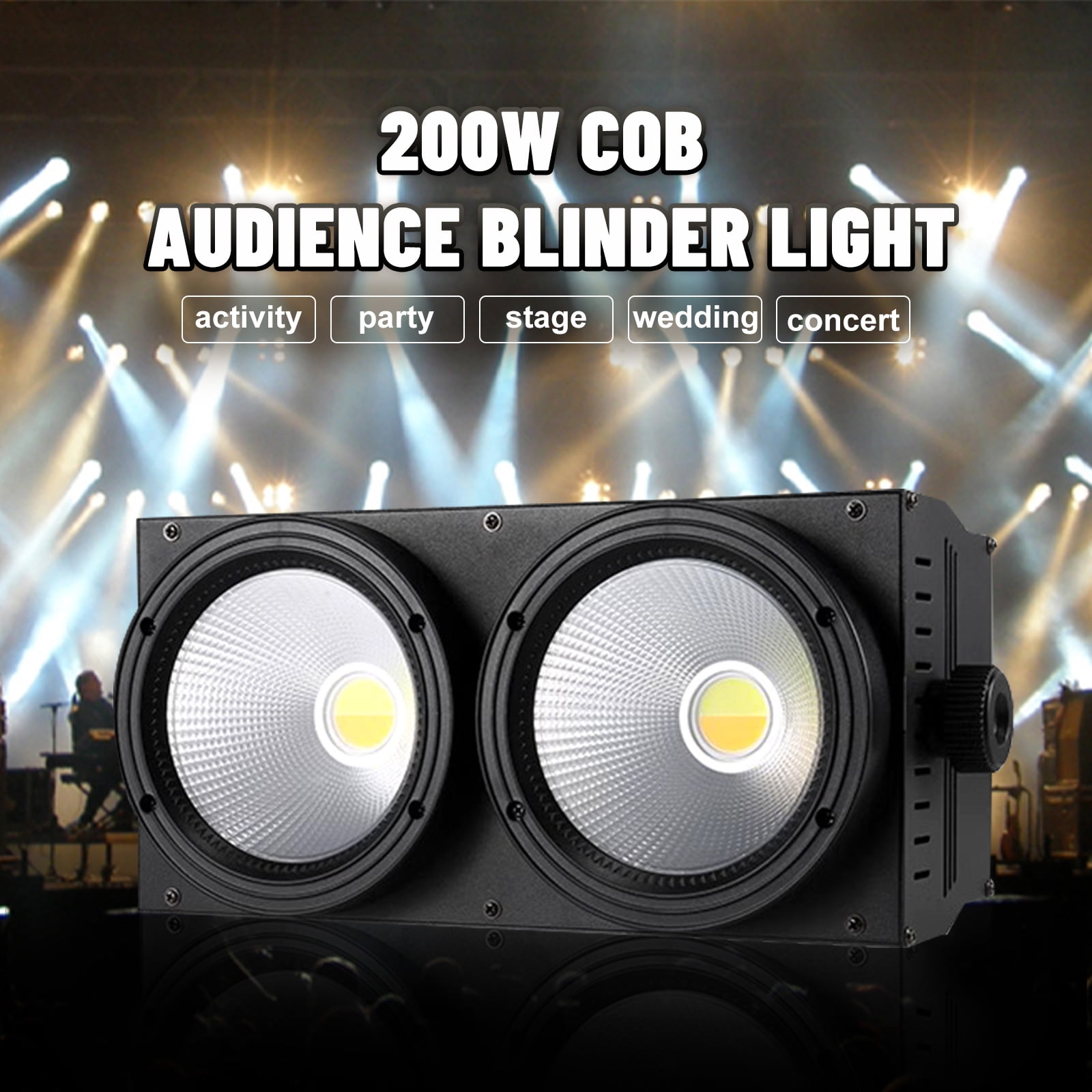 200W Blinder Stage Lights, 2-in-1 Warm & Cool White COB Spotlights, LED Par Lights with Auto/Sound/DMX/Master-Slave Audience Light for Events Wedding Theater Church
