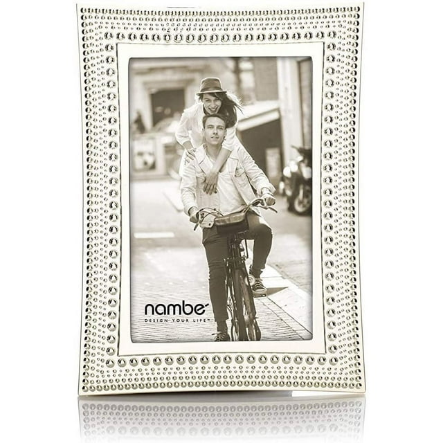 Nambe Marco de Fotos con Cuentas de 10 x 15 Cm, Plateado, Nuevo